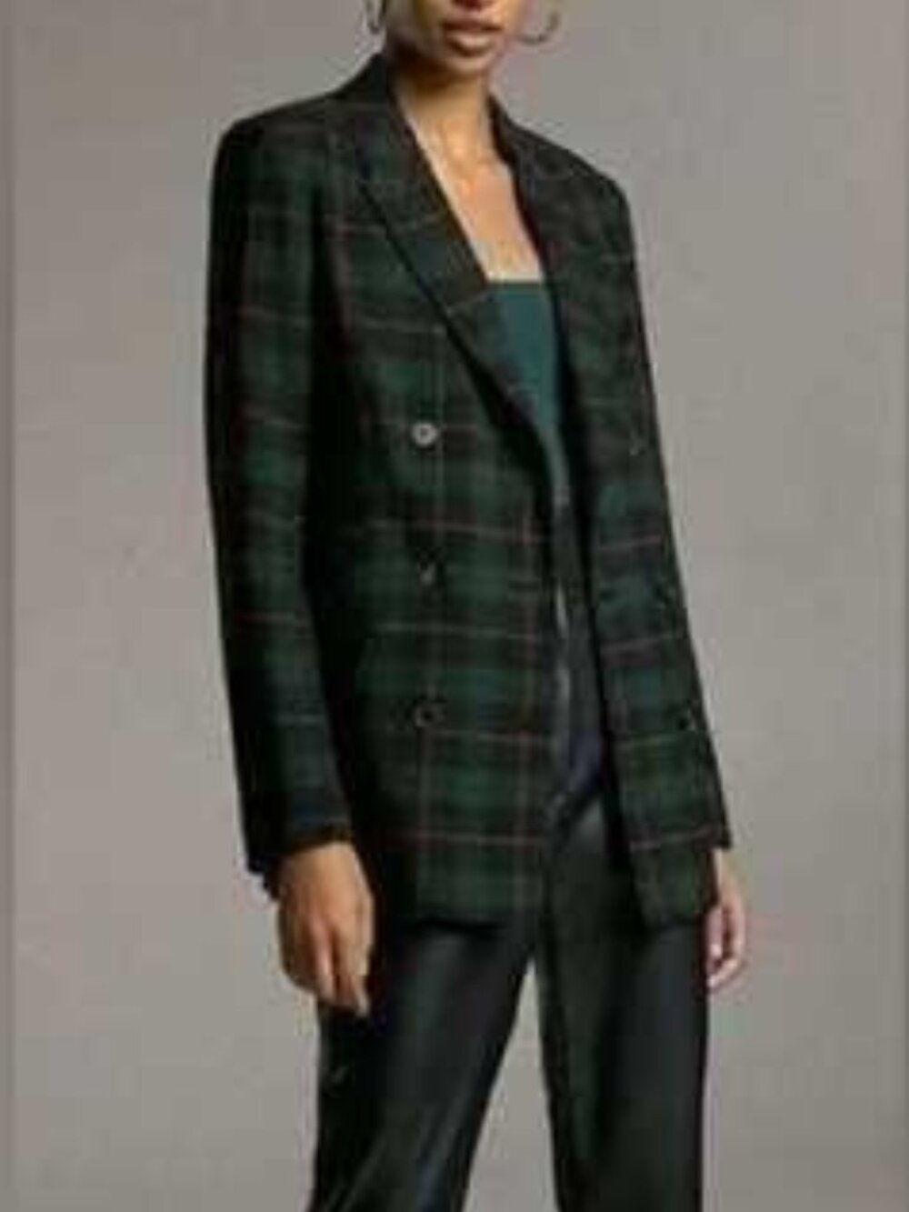 Babaton Samuel Double-Breasted Tartan Plaid Blazer Size 10